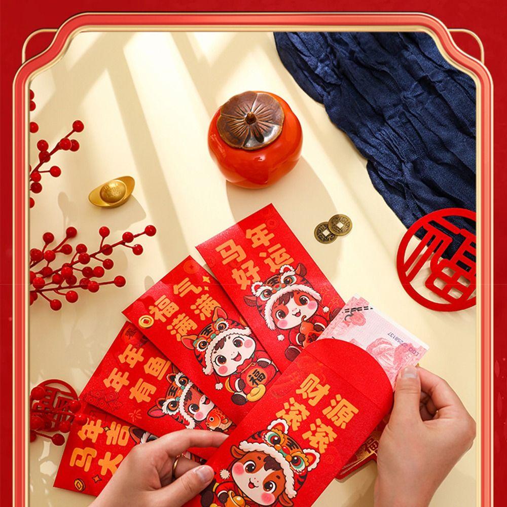 6Pcs/Set Traditional Paper 2026 Horse Year Red Envelope Red Packet  New Year