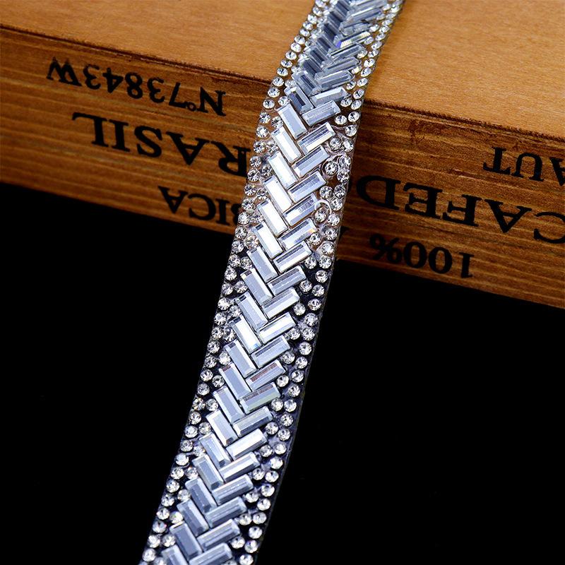 Hot Fix Ribbon Diy Hot-Melt Adhesive Diy Decoration Crystal Ribbon For Belt Embellishment Clothing Decoration Bridal
