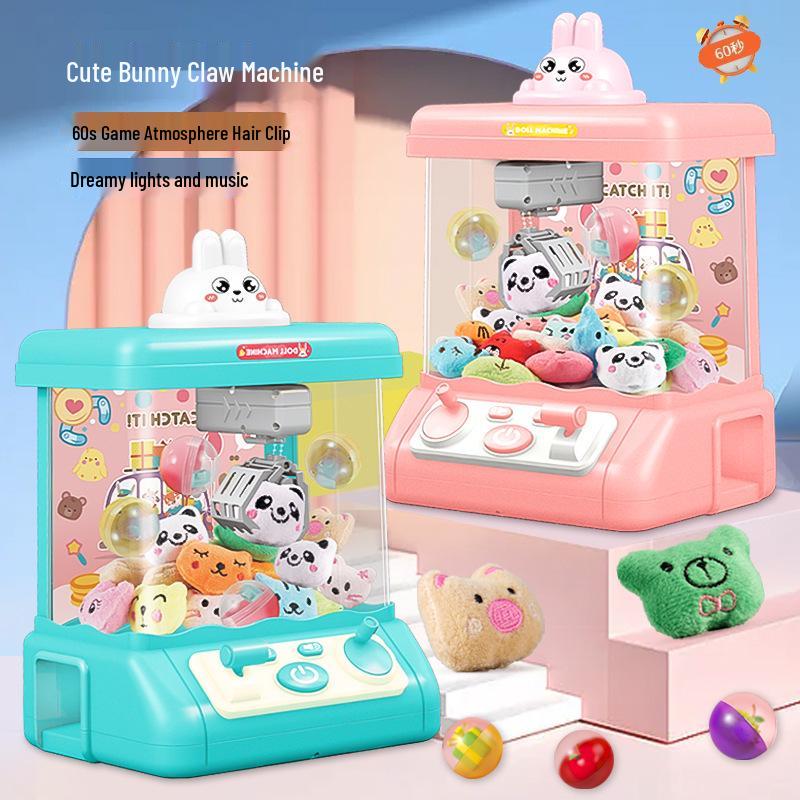 Large Cartoon Rabbit Claw Machine for Kids' Pretend Play - Plush Grab Gashapon Toy.