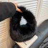 Fluffy Female Winter Purse Casual Tote Bag Winter Soft Plush Half Moon Bag Faux Fur Party Clutch Bag Lady Handbags