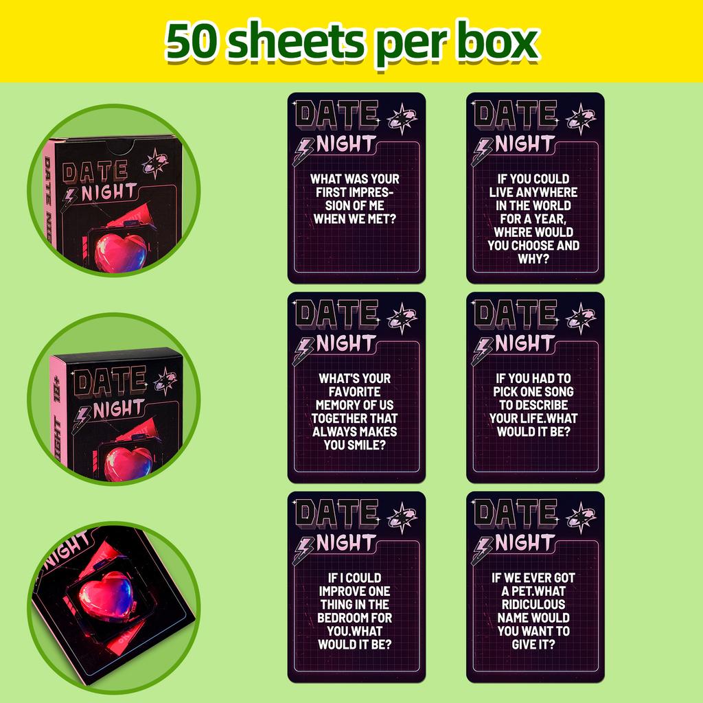 Couples Card Game Deep Conversation Couple Questions Games 50-Sheet Romantic Relationship Deck Cards