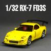 1/32 Mazda RX-7 FD3S Racing Miniature Diecast Toy Car Model Sound & Light Doors Openable Collection Gift for Children Boy Kid
