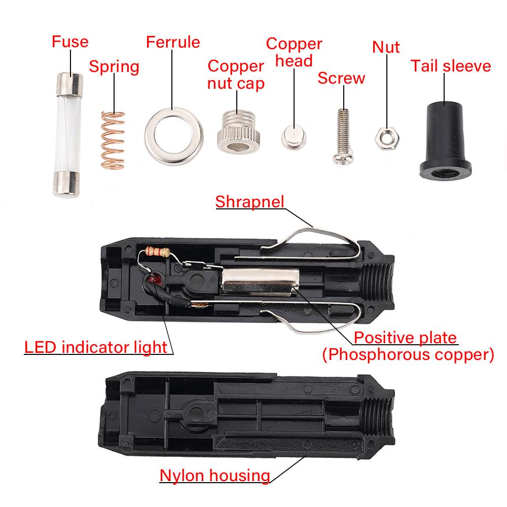 Car Cigarette Lighter With LED Indicator Light Socket Plug 12V24V Universal 15A Current Heat-Resistant Cigarette Lighter Plug