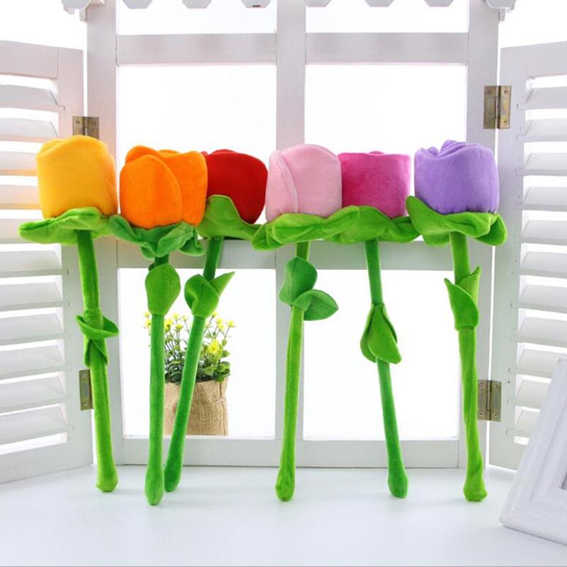 1 stuk Cartoon Roos Bloem Knuffel Zacht Pluche Speelgoed Valentijnsdag Cadeau Voor Meisjes