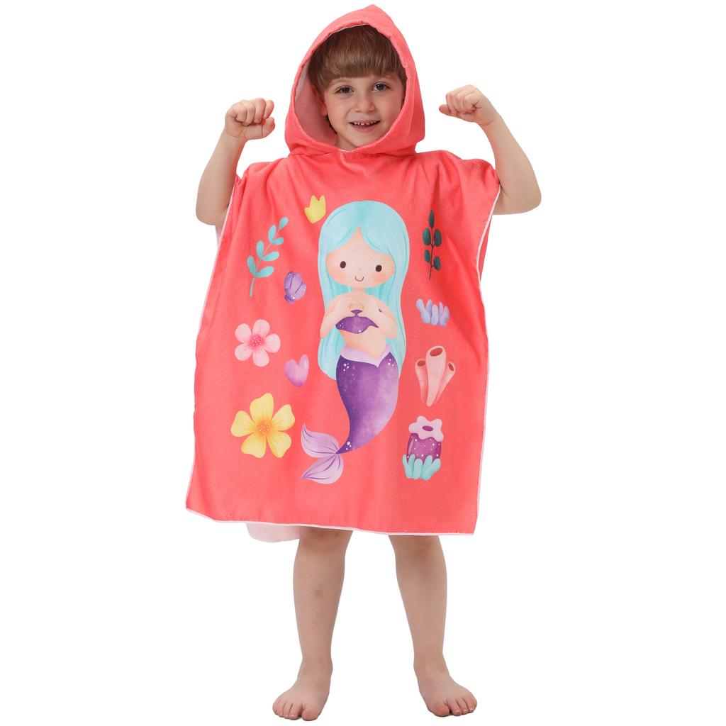 Prinzessin Dinosaurier Kinder Kapuzenbadetuch Mikrofaser Jungen Mädchen Strandtücher Meer Surfen Schnelltrocknend Surfponcho Bademantel Kind Anime