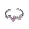 Sweet And Cool Spice Girl Inlaid Pink Diamond Love Ring Set Two-Piece Set Women'S Personality High-End Jewelry