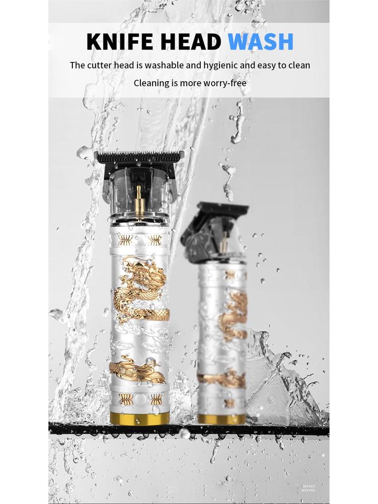 Retro Style USB Rechargeable Electric Hair Clipper & Razor with Carved Design