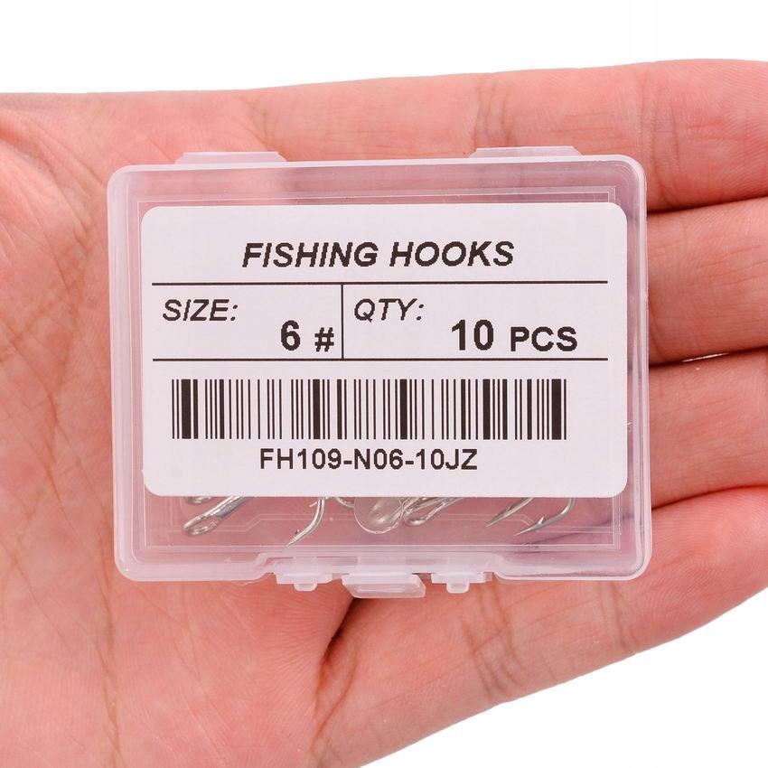 Fishing Hooks, Black Metallic, Diamond-Sharpeted, Box Of 10 Pcs. 6#