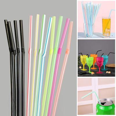 100 pajitas de plástico flexibles desechables, colores surtidos, 21 cm, diseño de rayas flexibles, para fiestas y eventos.