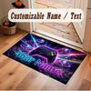 City Cyberpunk Theme Crystal Velvet Floor Rug Personalized Custom Name Text Warm Carpet Home Decoration