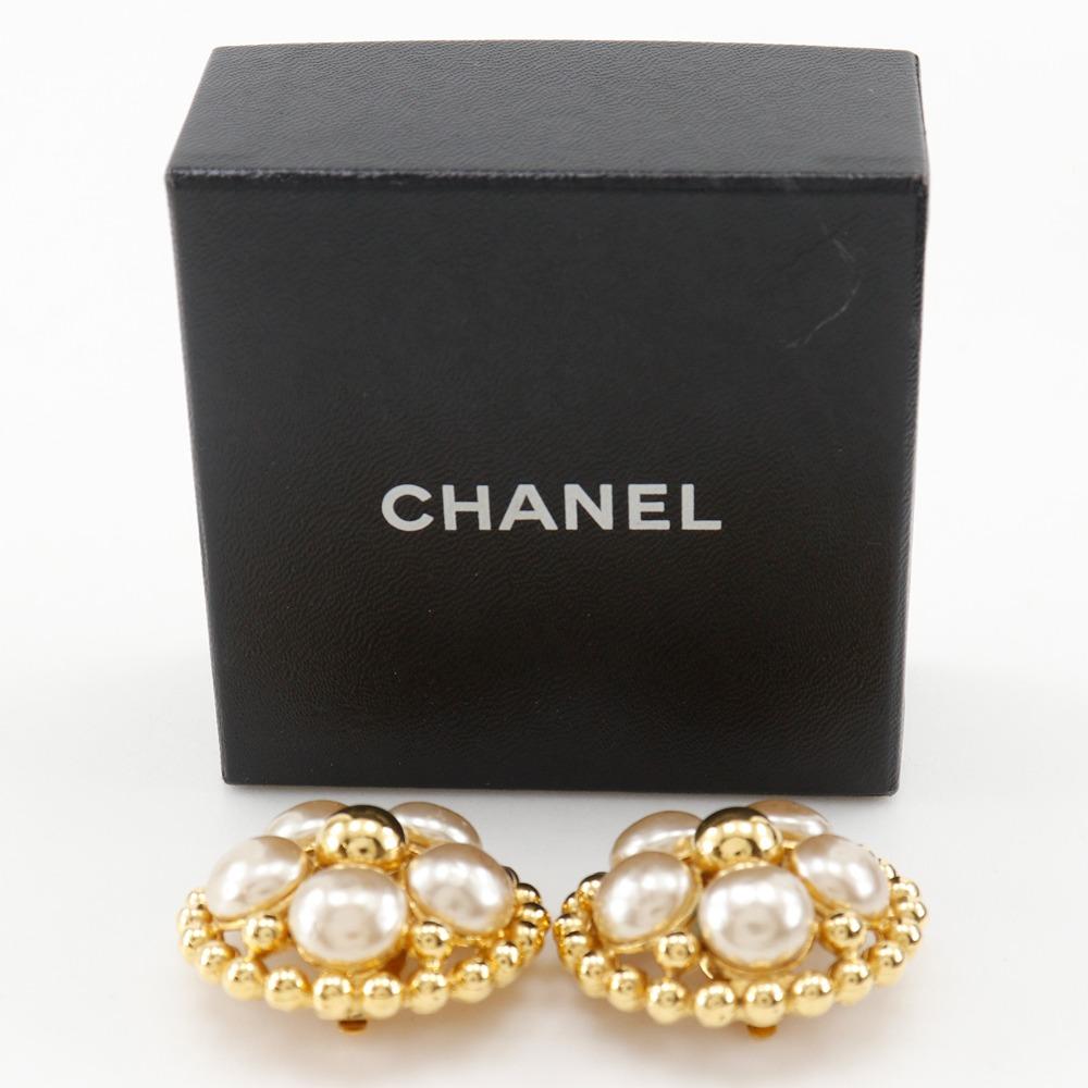 Chanel Earring Vintage Plated Gold/Fake Pearl 54.3g Women Used
