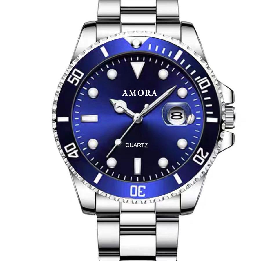 Men's Green Water Ghost Quartz Watch with Calendar & Steel Band