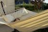 Zwei-Personen Boho Gartenhängematte, groß, stark, Schaukel, beige Spreizstange, 310x150