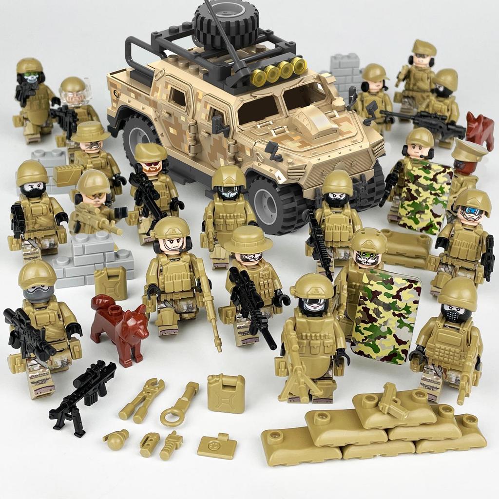 Black Police Car Military Building Block Set with Police Figurine Toy
