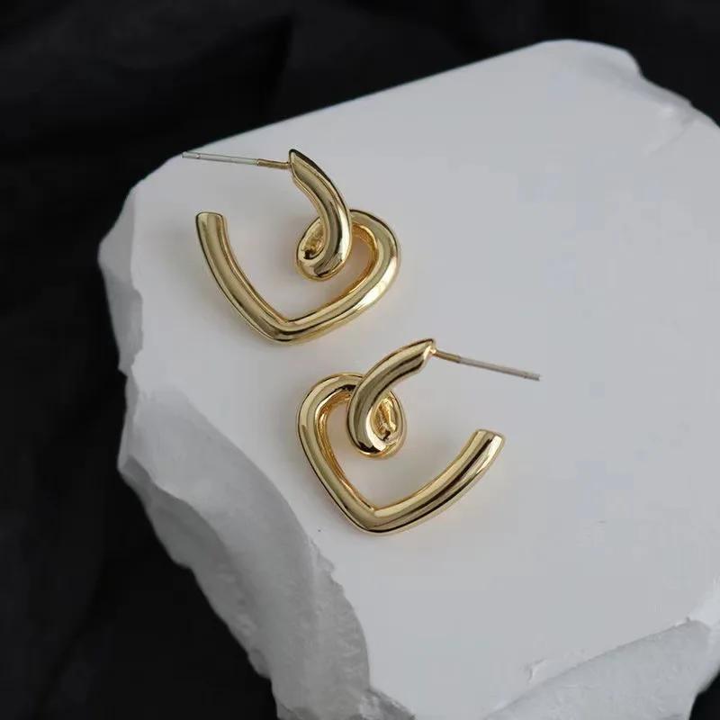 Hollow Love Heart Geometric Earrings for Women Girls Minimalist Elegant Classic Earrings Wedding Bride Jewelry Gifts