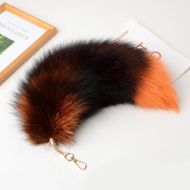 Gradient Foxes Furs Tail Pendant Keychain Keys Holder for Purse Bag Decoration