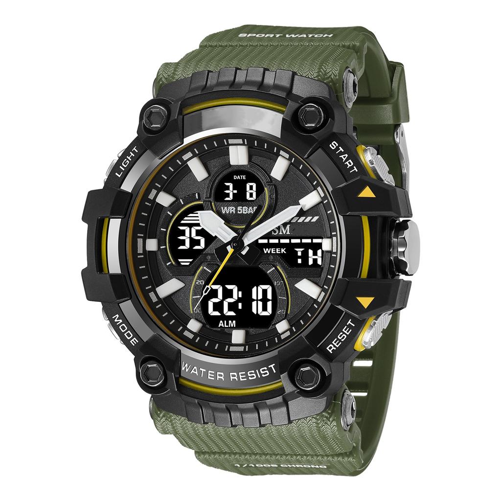 Sport Watch Men Quartz Wristwatches Waterproof Dual Time Display Military Clock Watches