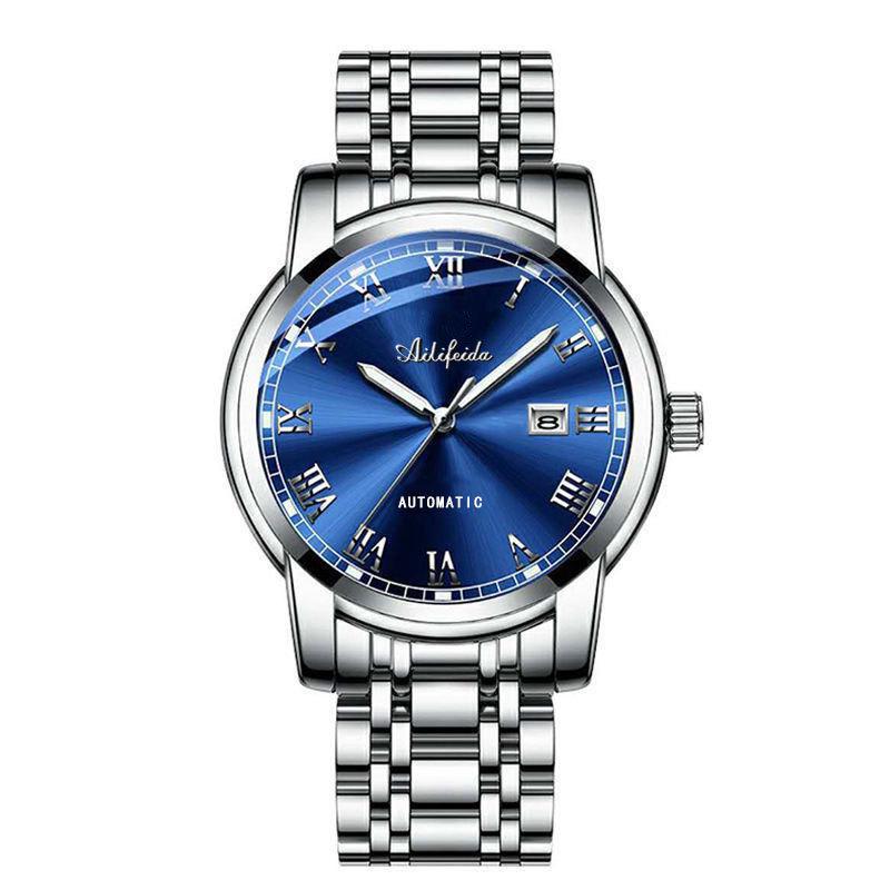 Ailifeida Men's Quartz Watch: Hollow Design, TikTok Streaming, Waterproof, Business Style, Calendar Feature.