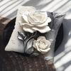 White Rose Floral Cushion Cover, Modern Art Textured Throw Pillow Case, Elegant Home Decor For Sofa Bedroom (No Insert)