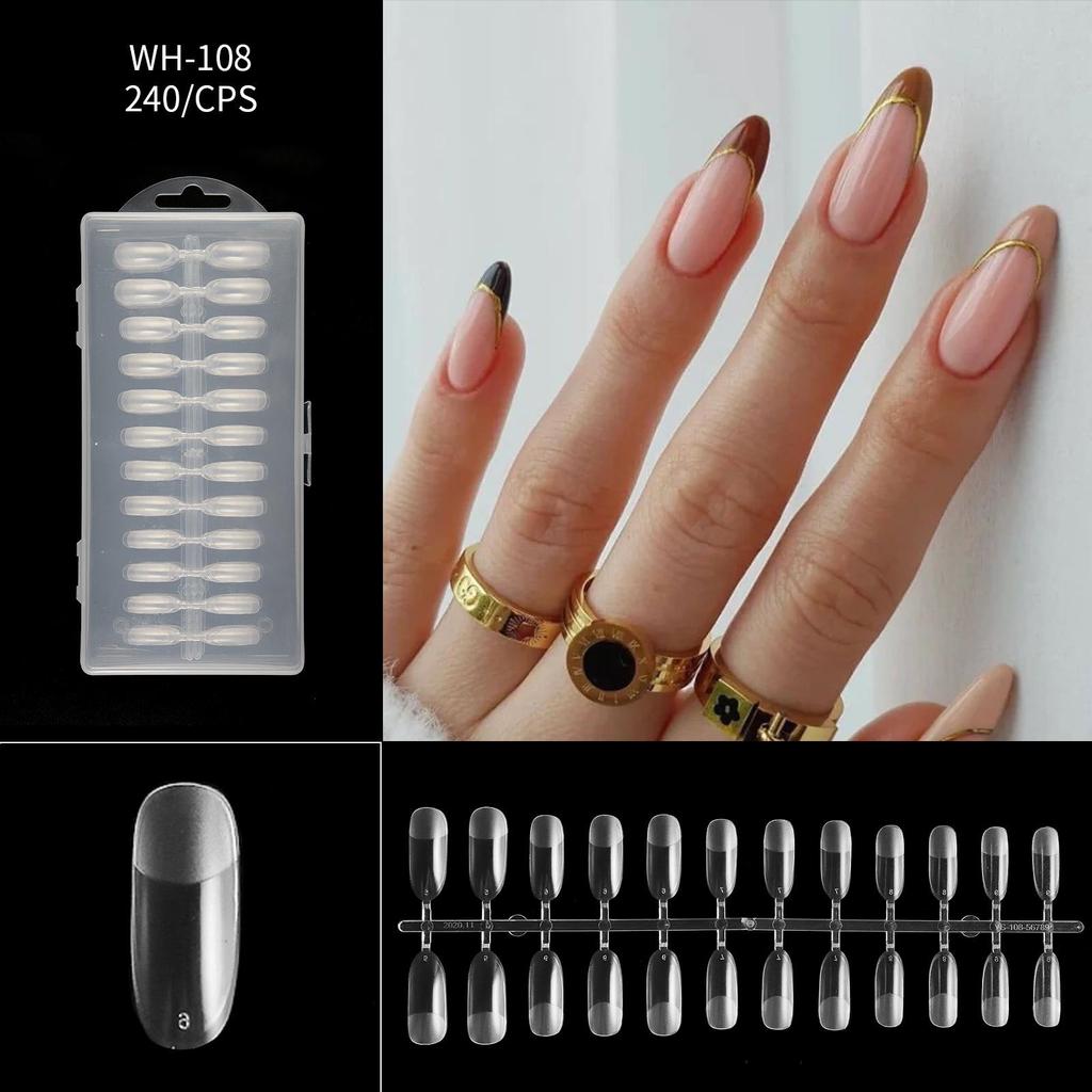 Nail Thin Nail Piece Free Engraving Grinding Trapezoidal Water Drop Almond Scrub Full Paste Half Paste Extension 240 Pieces