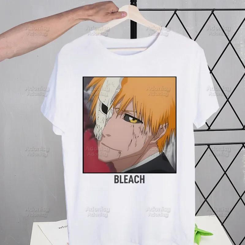 Bleach Anime Kurosaki Ichigo Japanese T Shirt Men Retro Washed Tops Tees Harajuku Tshirt Streetwear Hip Hop Male T-shirts