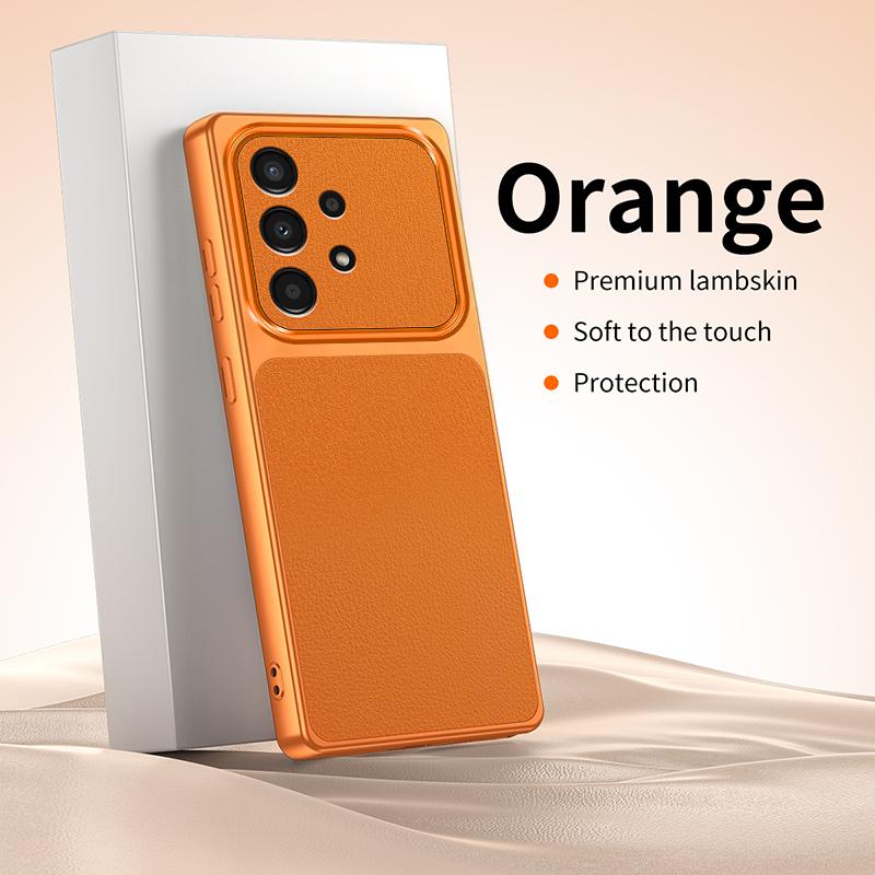 Luxuriöse Weiche Silikon-Handyhülle für Samsung Galaxy A53 A33 A23 5G A32 4G Litschi-Muster Original Faux Lammleder Rückseite Carcasas Galaxy A53 5G orange