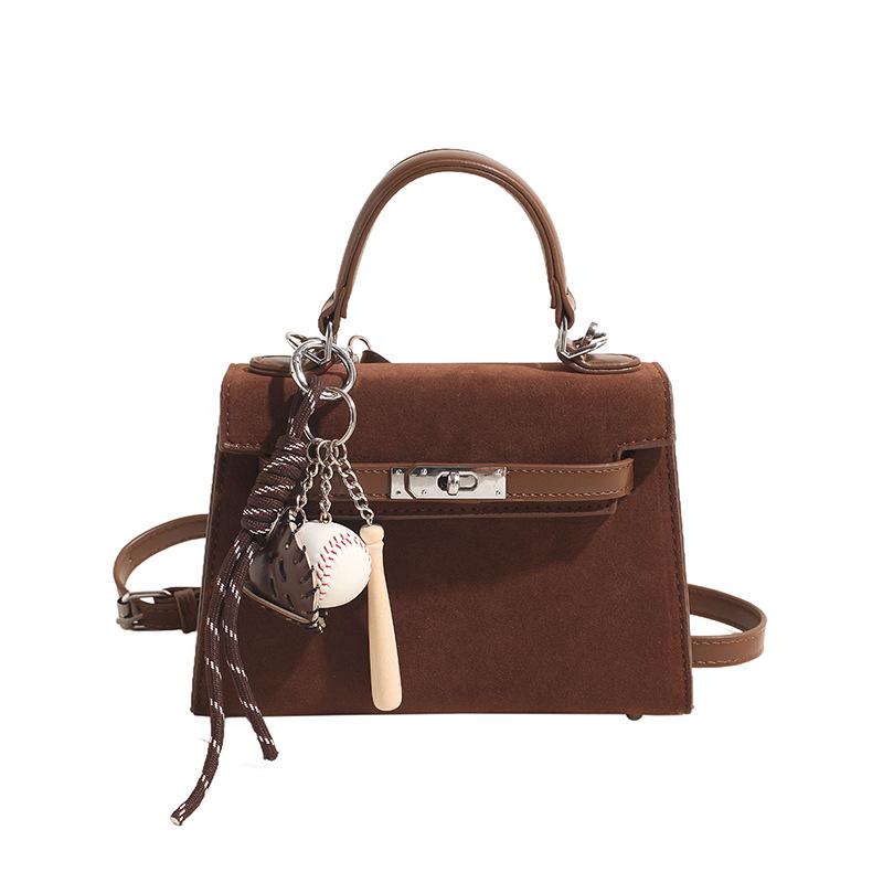 Mattes Wildleder Retro Kelly Tasche: Damen Modische Umhängetasche