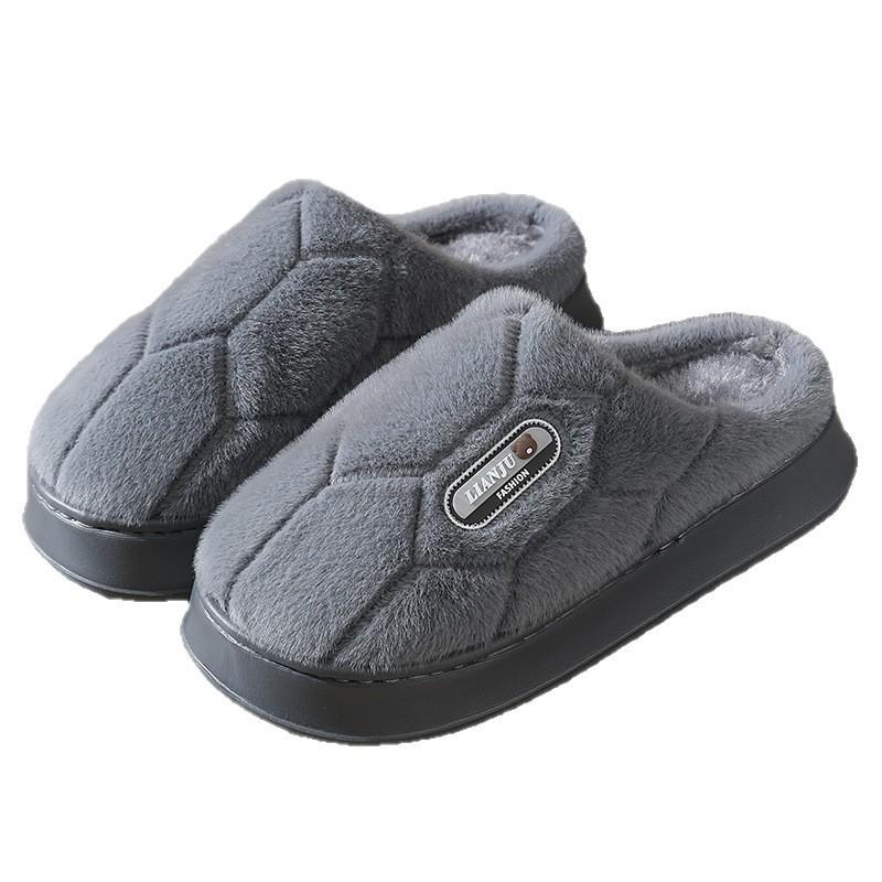 2025 Cotton Slippers Large Size Autumn and Winter Plush Thickened Warm Home Non-slip and Wear-resistant Outdoor Slippers