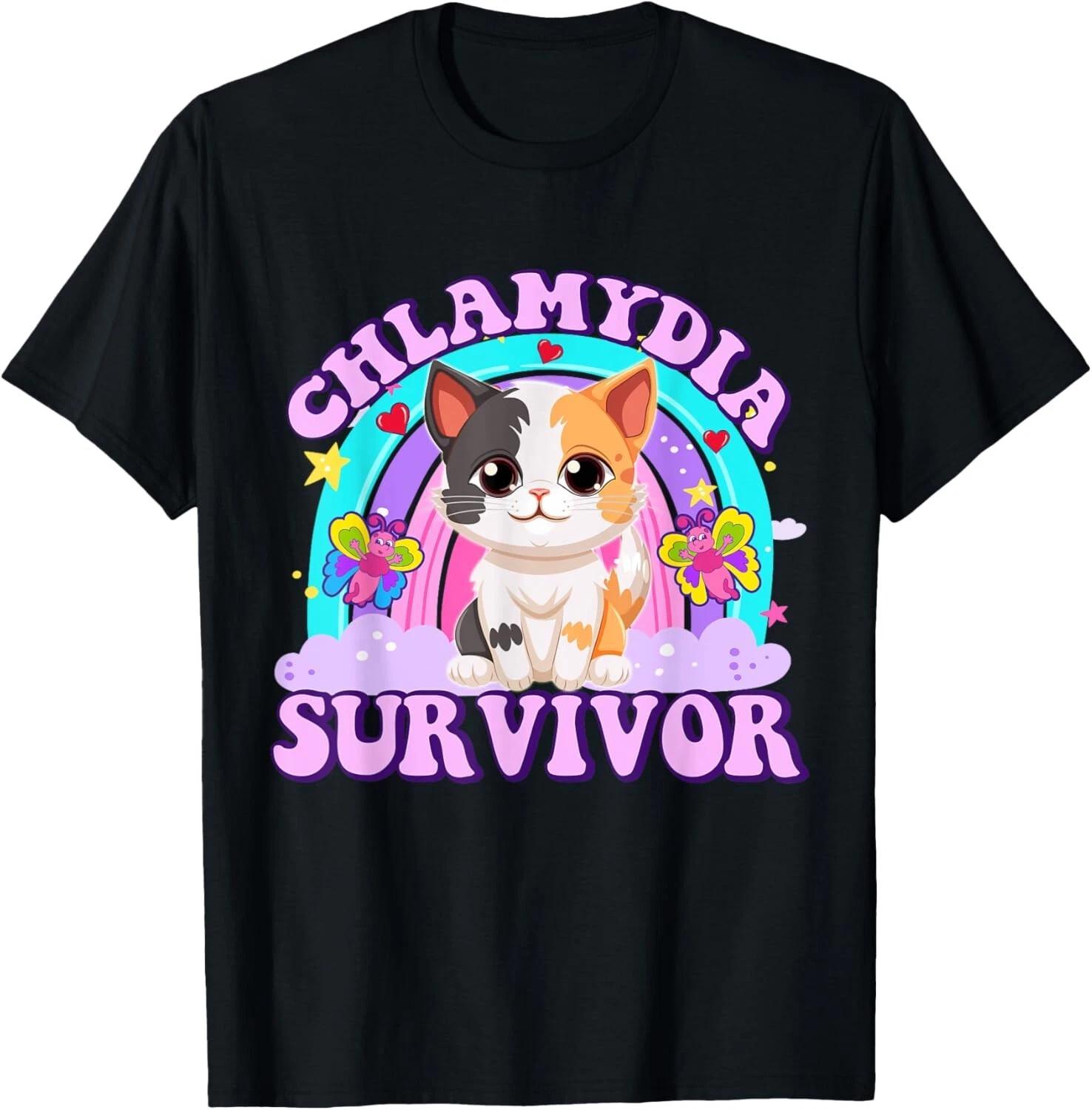Chlamydia Survivor Cat Meme Funny Shirts for Men Adult Humor Gift Unisex T-Shirt S