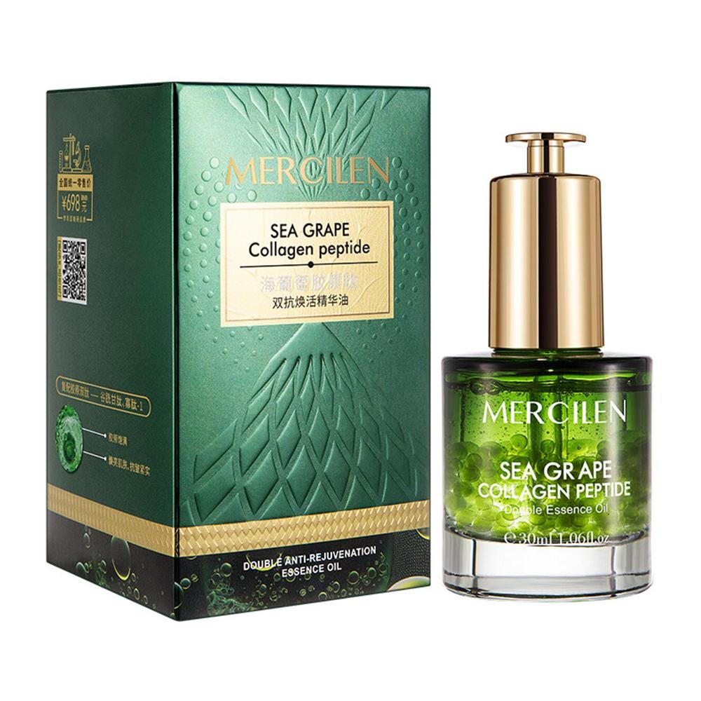 Sea Grape Collagen Peptide Double Anti Revitalizing Essence Oil Skin Care Moisturizing Brighten Anti-Aging Firming Face Serum 30ml