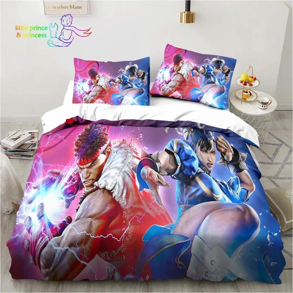 Street Fighter Printed 3D Bedding Set Duvet Cover Pillowcases Single Twin Full Queen King Size Home Decor Pillowcase Boys Gift