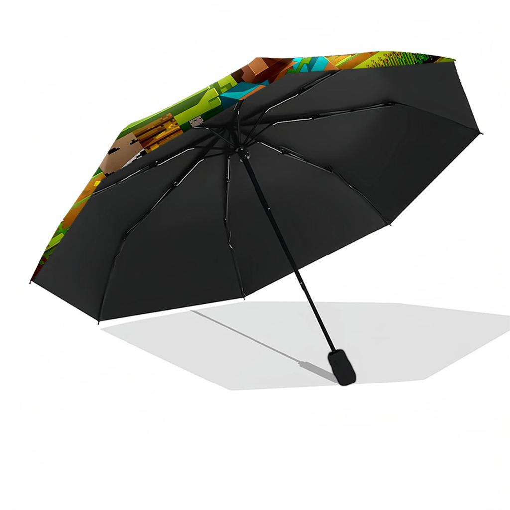 Minecraft Bee Adventure Portable Automatic Umbrella Compact & Durable 8-Rib Design Lightweight All-Season Travel Elegant Women's Umbrella