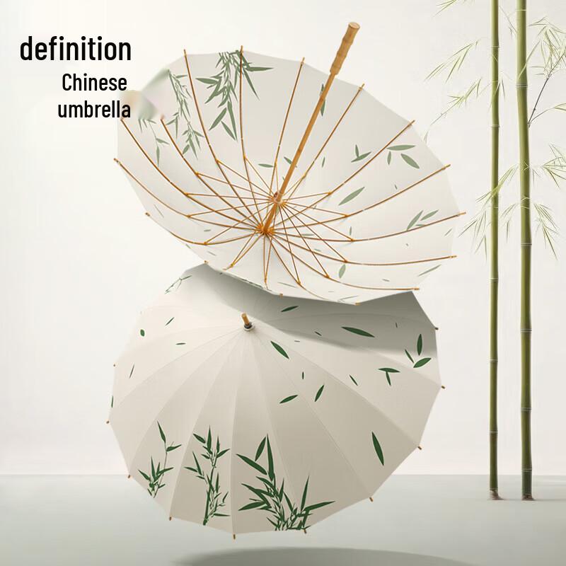 MAYDU Retro Chinese Style Long Handle Umbrella