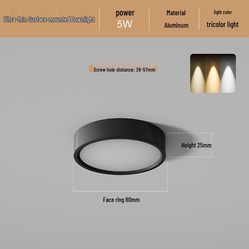 Ultradünne LED Aufbau Deckenleuchte Rund für Gänge, Flure, Eingangsbereiche - Stanzfreie Installation