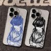 Manga School Girl Sketch Pattern Phone Case for iPhone 17 16 15 14 13 12 11 16E Series Pro Max Plus Double Layer Protection