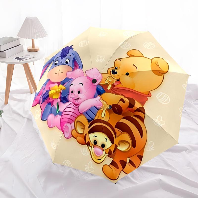 Winnie Puuh, Honig-Thema, Automatisches Öffnen und Schließen, Helles, 8-Speichen, Tragbarer Regenschirm, Geeignet für Männer und Frauen, Ein Perfekter
