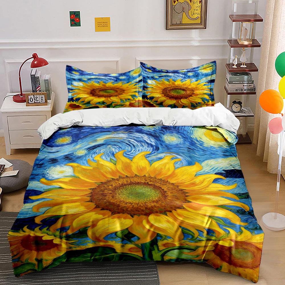 Sunflowers and Swirling Sky. Bedding Sets Duvet Cover Sets Duvet Covers Pillowcases(1 * Duvet Cover 2 * Pillowcases Without Duvet Insert)