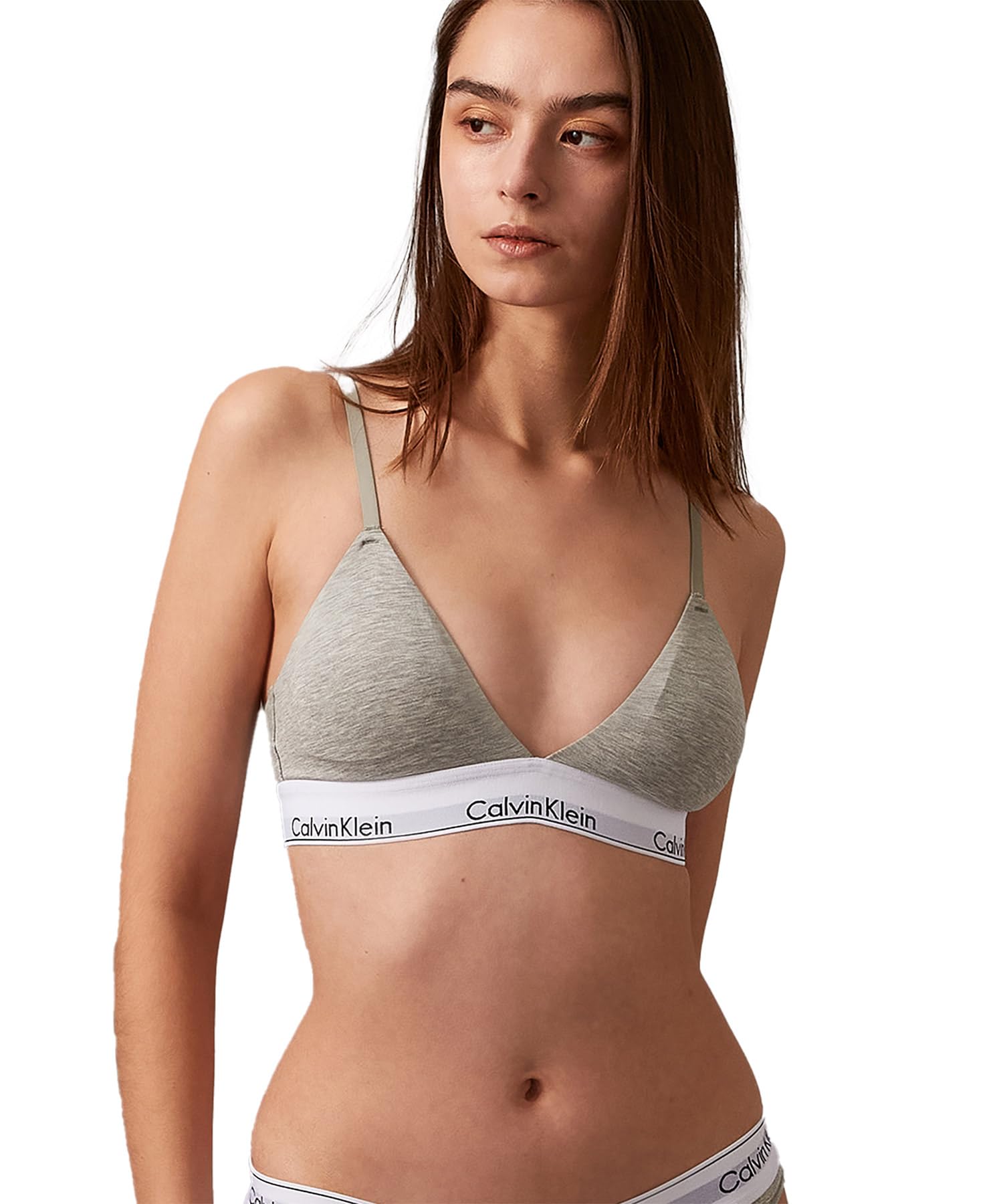 Icon Cotton Lightly Line Triangle Bra QF5650 M GREYHEATHERP7A [Calvin Klein] [Official Brand]