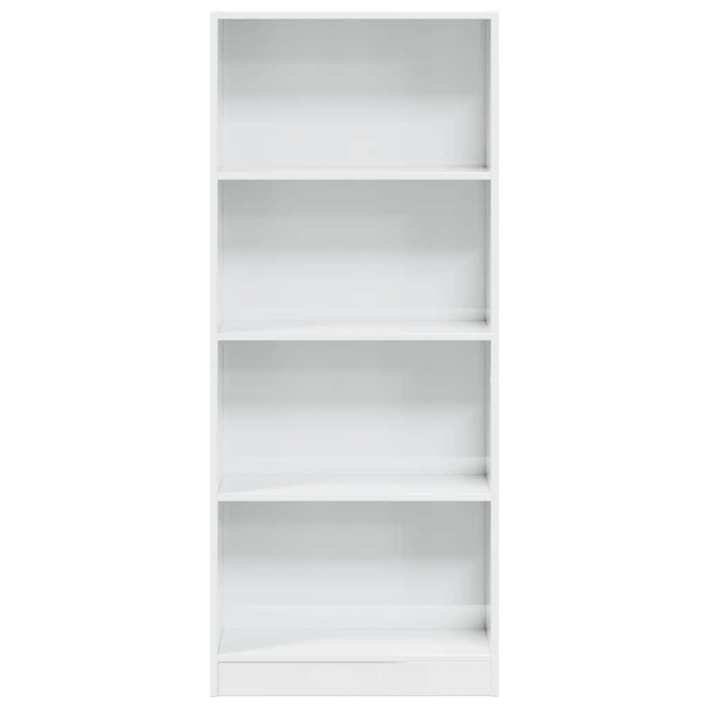 Bookshelf High Gloss White 60 x 24 x 143 cm Engineered Wood