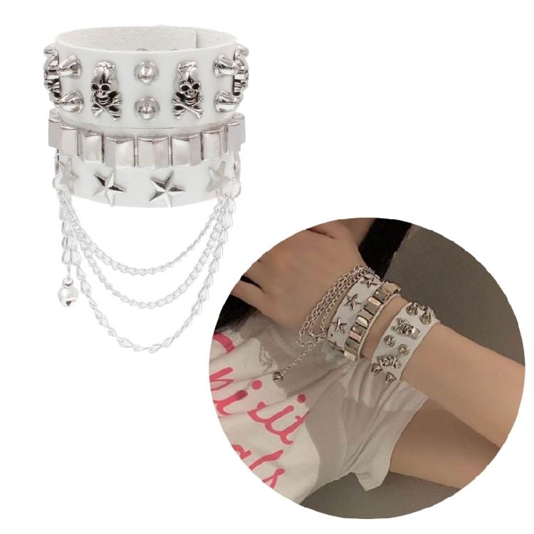 2Piece Skulls Star Multilayered Wristband Hip Hop Streetwear Fans Y2K Bracelet