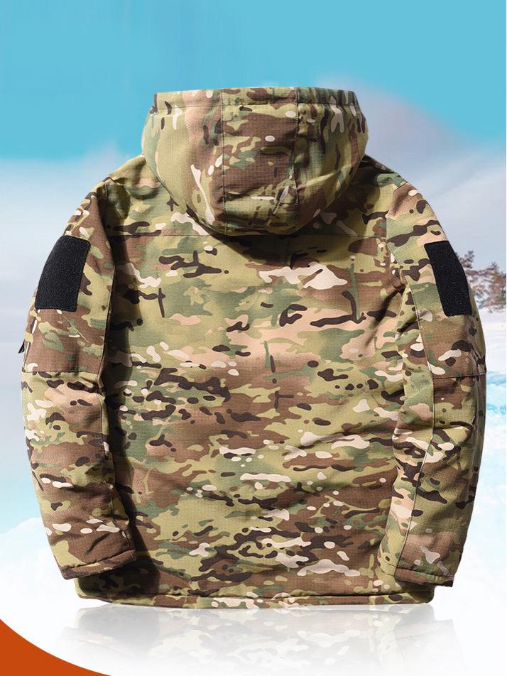 Men's Winter Camouflage Hooded Jacket with Graphene Lining & Extra Warmth