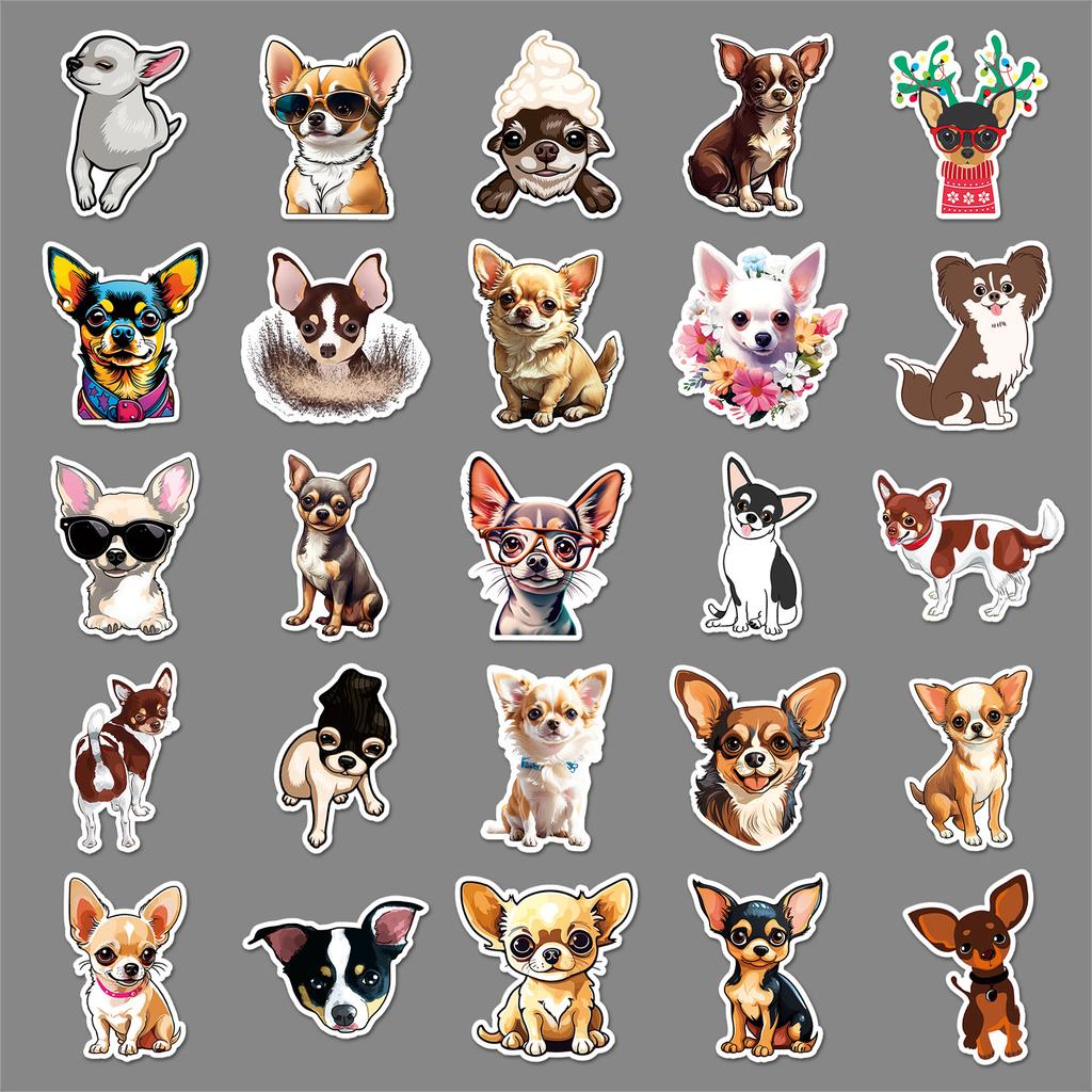 50 Chihuahua Graffiti Stickers Personalized Cartoon Cute Dog Creative Decorative Mobile Phone Case Refrigerator Stickers