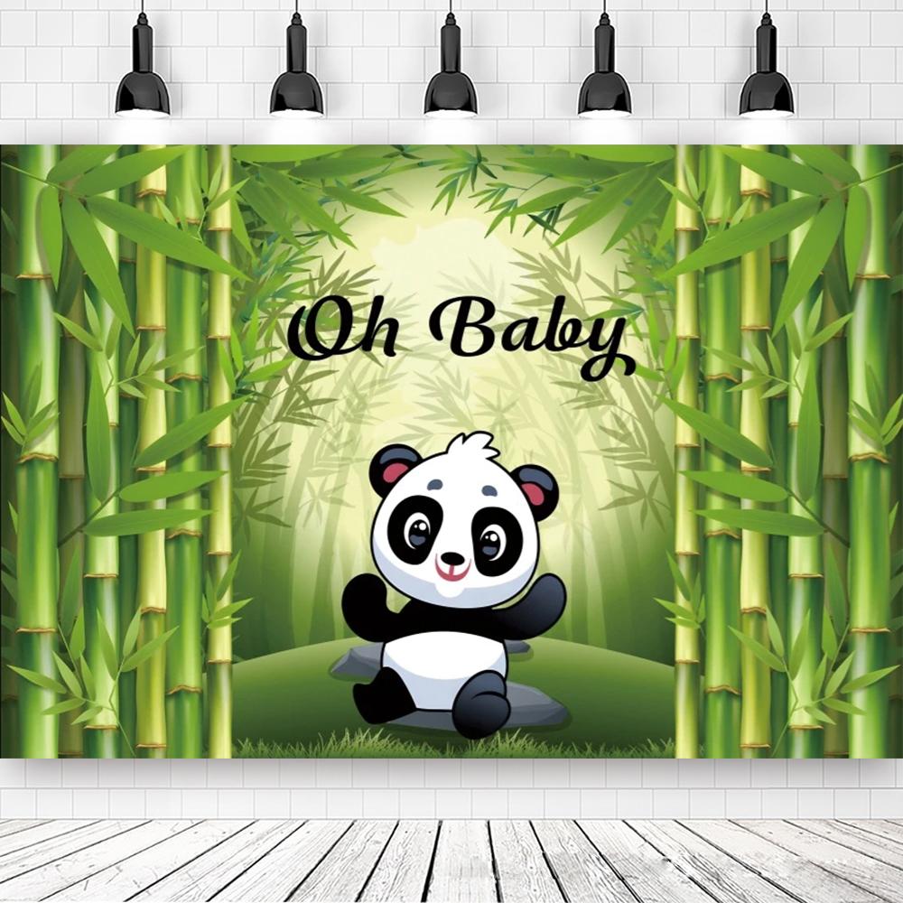 Panda Narozeninová Party Bambusový Kreslený Plakát vlastní Dětský Novorozený Portrét Fotografie Pozadí Fotografie Foto Booth Foto Studio