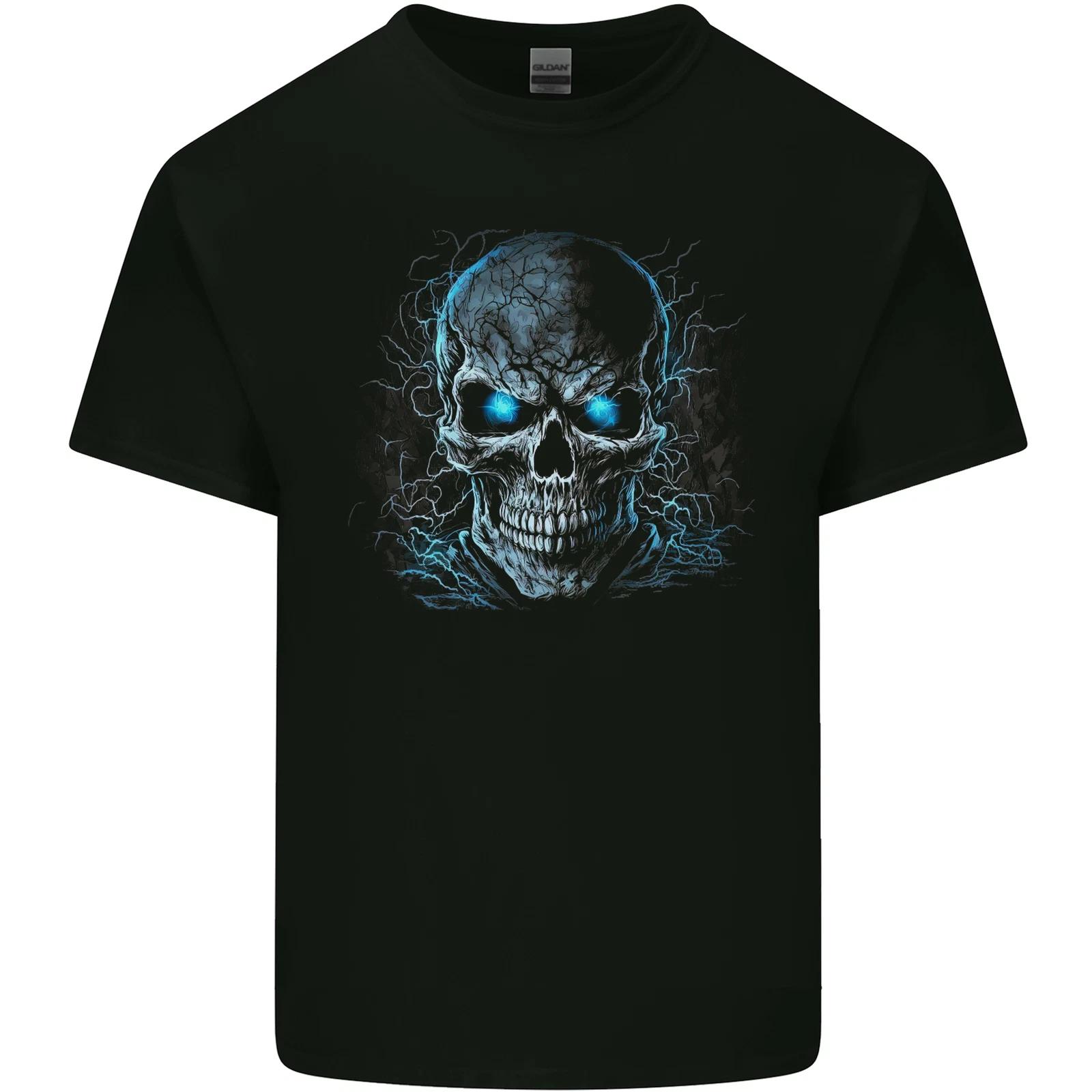 Blue Cosmic Skull Kids T-Shirt Childrens XL