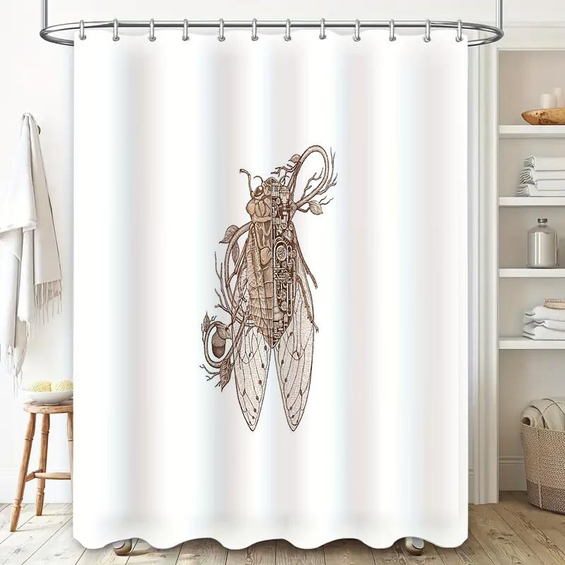 Insect Shower Curtain Vintage Entomology Art Bathroom Decor Nature Bug Print Backdrop Halloween Gothic Wall Hanging