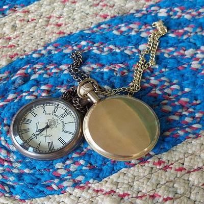 Pocket Watches with Vintage Pendant On Gold Chain, Replica Set of 2