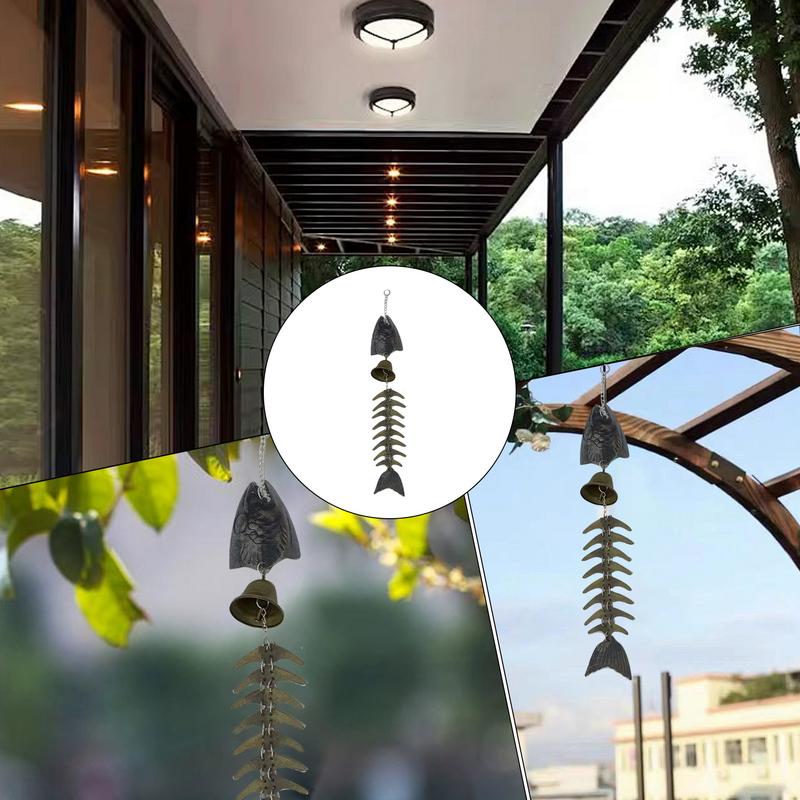 Metal Wind Chimes Fish Bone Windchime Hangable Metal Decorations Vintage Wind Chimes For Porch Yard Patio Balcony Garden Women