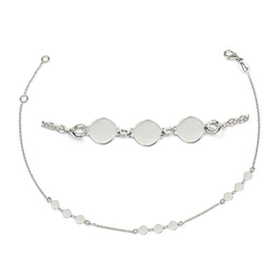 [R3733] - Silver Ankle Chain 'Choréographie' (rhodium) - 4 Mm
