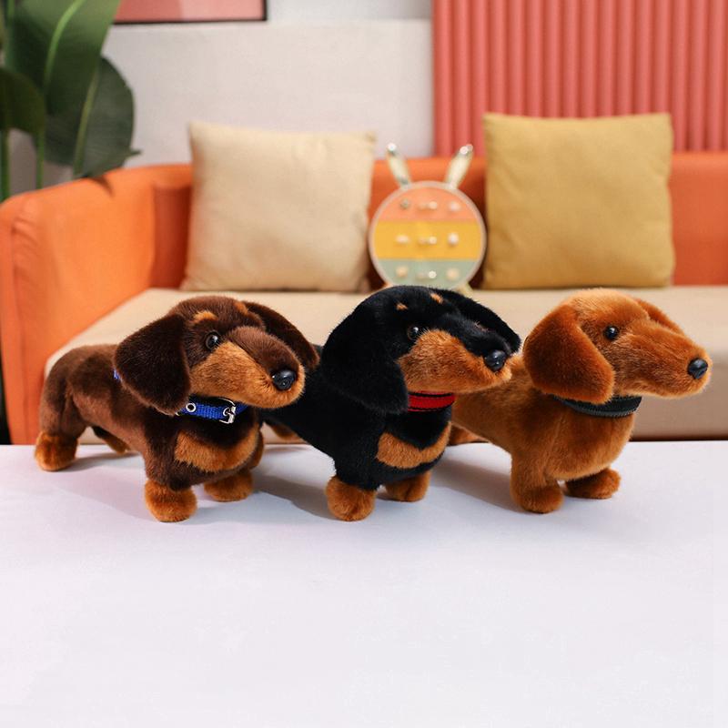 37cm Cute Realistic Dachshund Plush Toy Stuffed Animal Doll  Lovely Companion Decor Soothing Sleeping Pillow  Birthday Gift