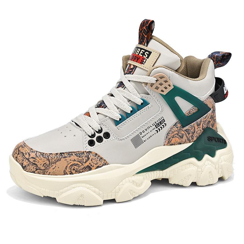 Men's Shoes 2024 Autumn and Winter New National Style Trendy Brand Dad Shoes Male Teenager Middle School Student High-top Basketball Sneakers